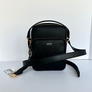 Tom Ford Men's Leather Double Zip Messenger Bag